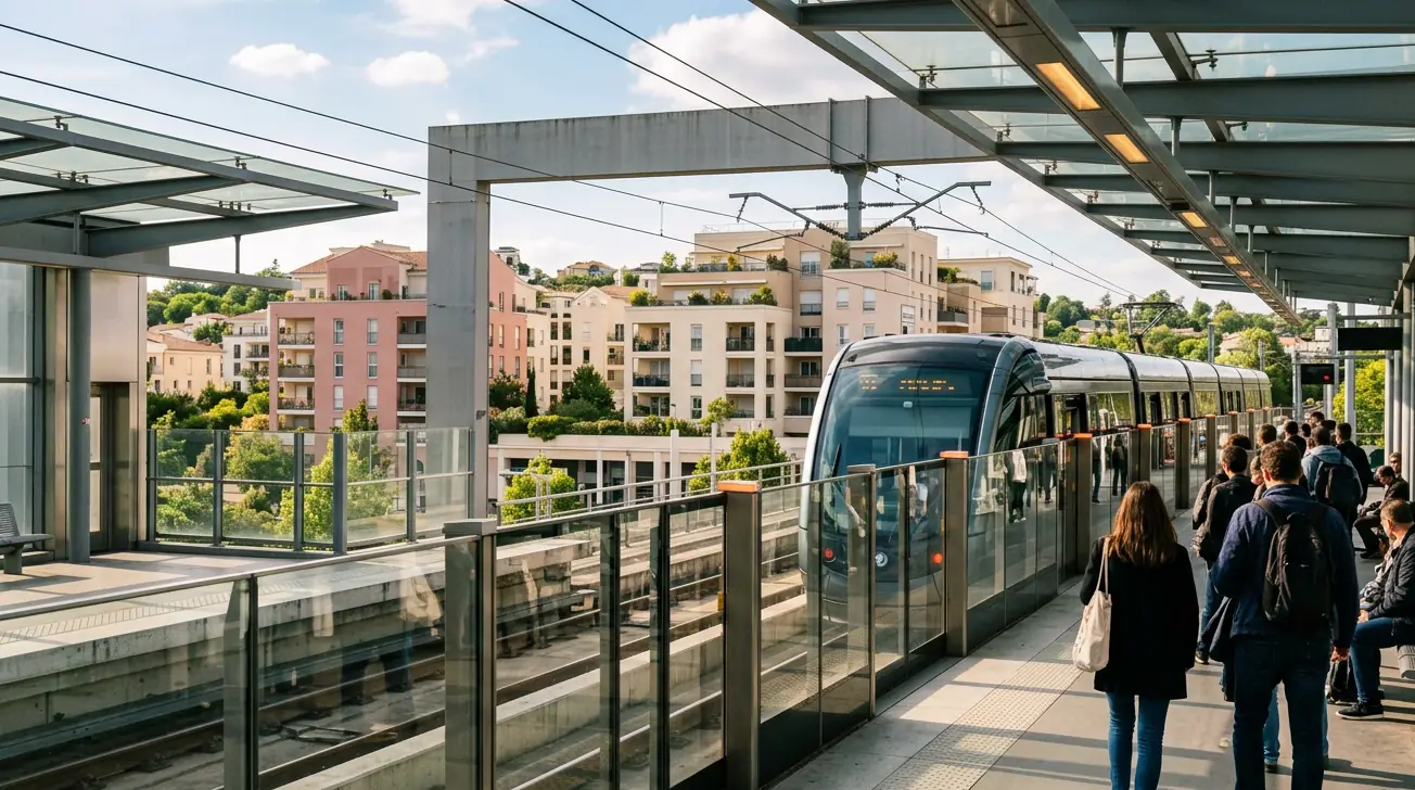 Métro automatique arrivant en station