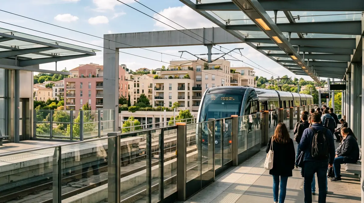 Métro automatique arrivant en station